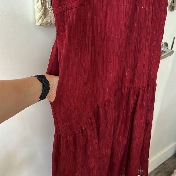 DONNA RICCO | Red Flutter Sleeve V-Neck Maxi Sundress - Picture 9 of 16